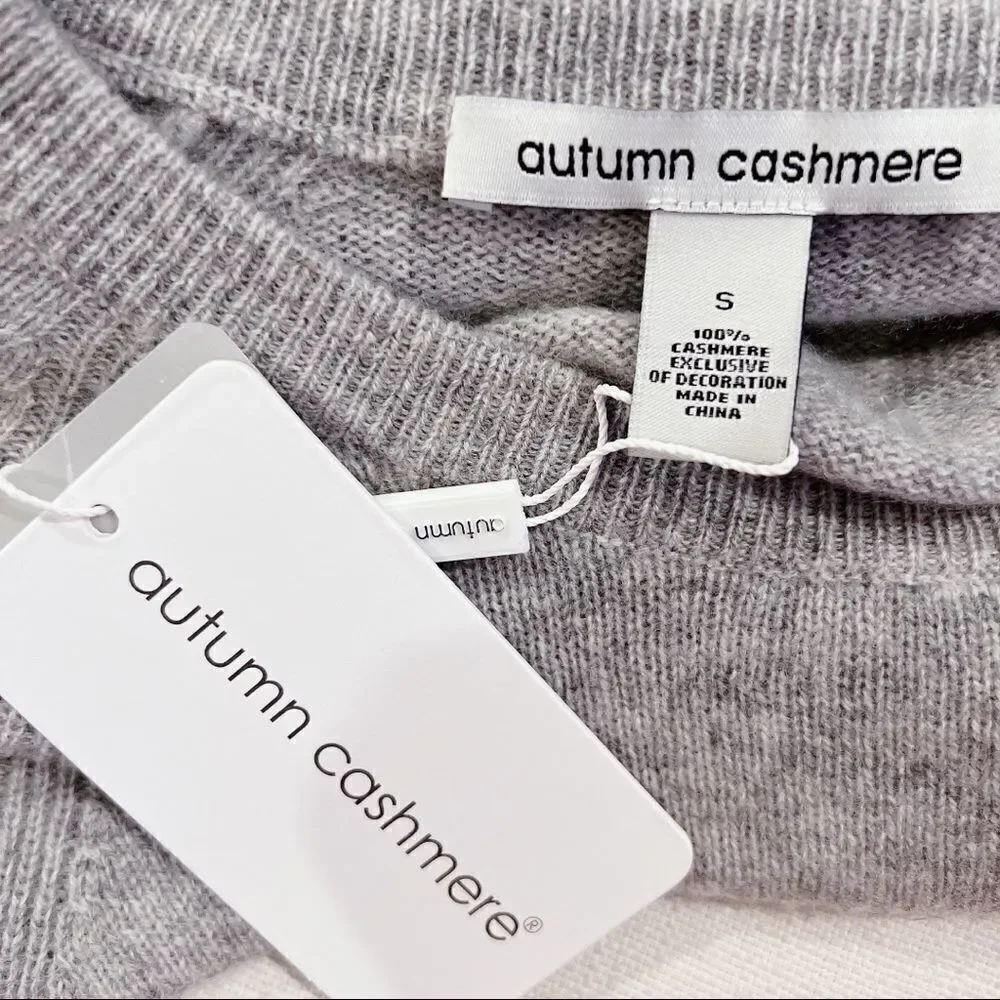 Autumn Cashmere Cashmere pearl Crewneck balloon sleeve Sweater Gray Size S